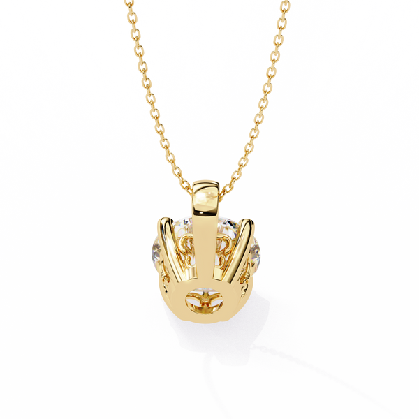 Yellow Gold Round Solitaire Diamond Pendant