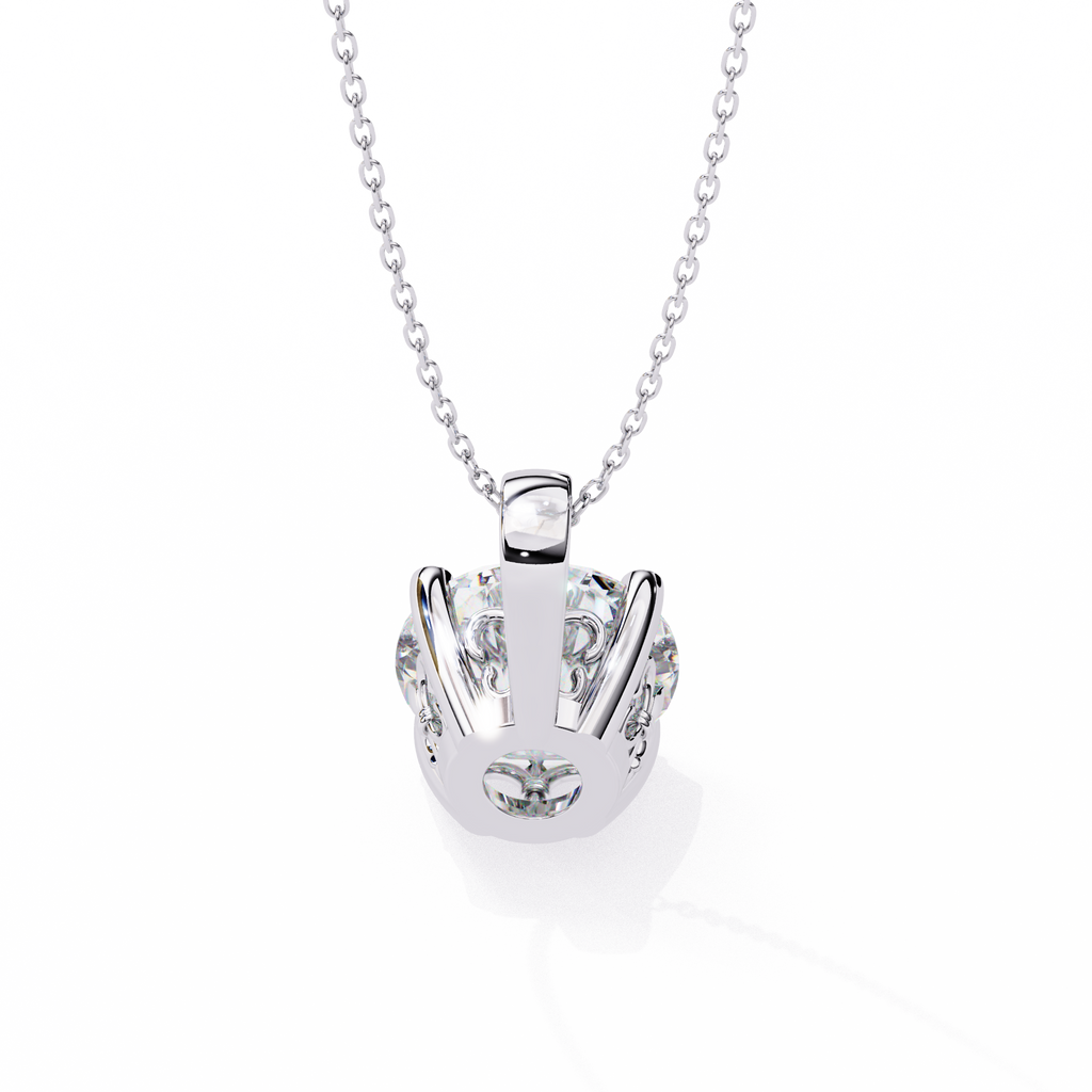 White Gold Classic Four-Claw Round Solitaire Pendant