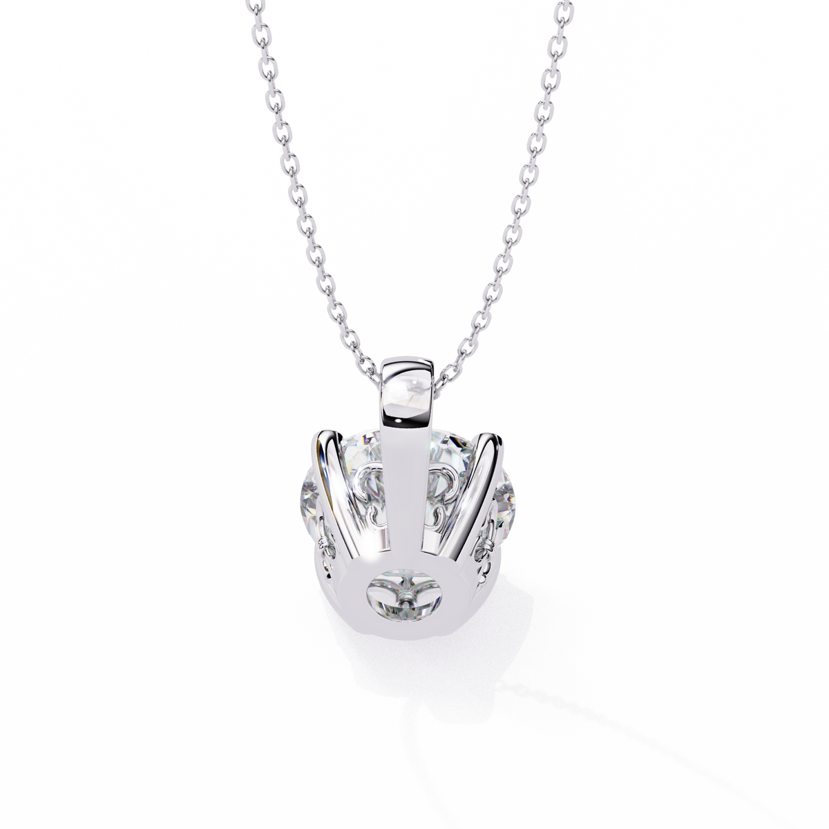 White Gold Classic Four-Claw Round Solitaire Pendant
