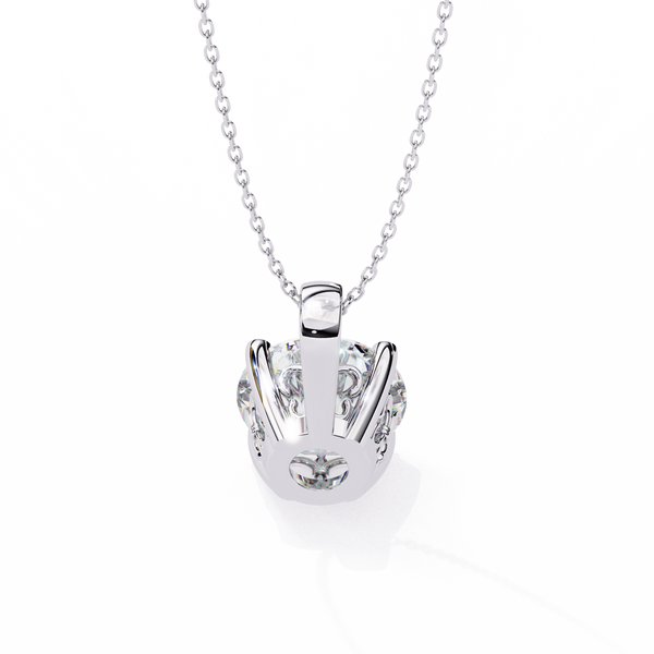 White Gold Classic Four-Claw Round Solitaire Pendant