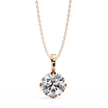 Rose Gold Round Brilliant Diamond Six-Prong Solitaire Pendant