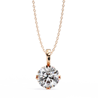 Rose Gold Round Brilliant Diamond Six-Prong Solitaire Pendant