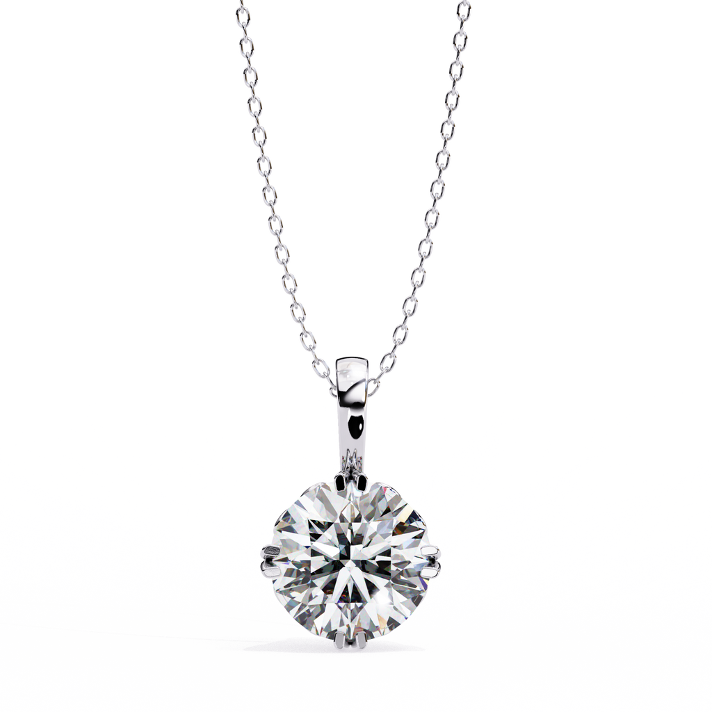White Gold Round Brilliant Double-Prong Polished Bail Pendant