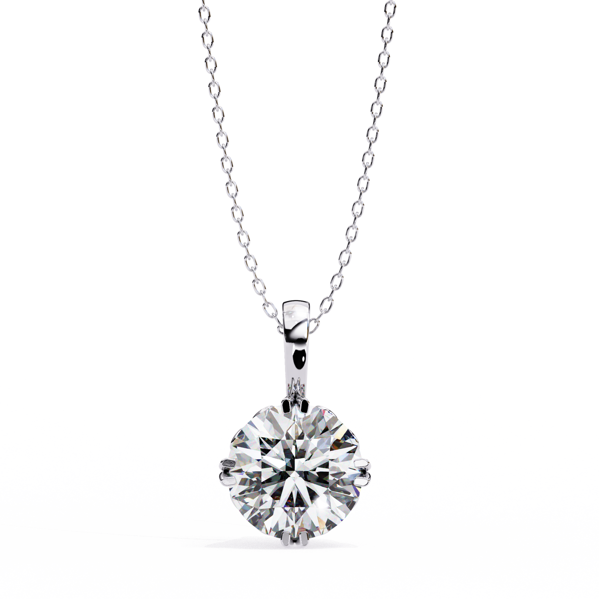 White Gold Round Brilliant Double-Prong Polished Bail Pendant