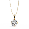 Yellow Gold Round Brilliant Diamond Six-Prong Solitaire Pendant