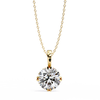 Yellow Gold Round Brilliant Diamond Six-Prong Solitaire Pendant