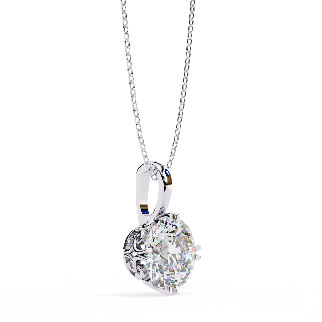 White Gold Round Brilliant Double-Prong Polished Bail Pendant