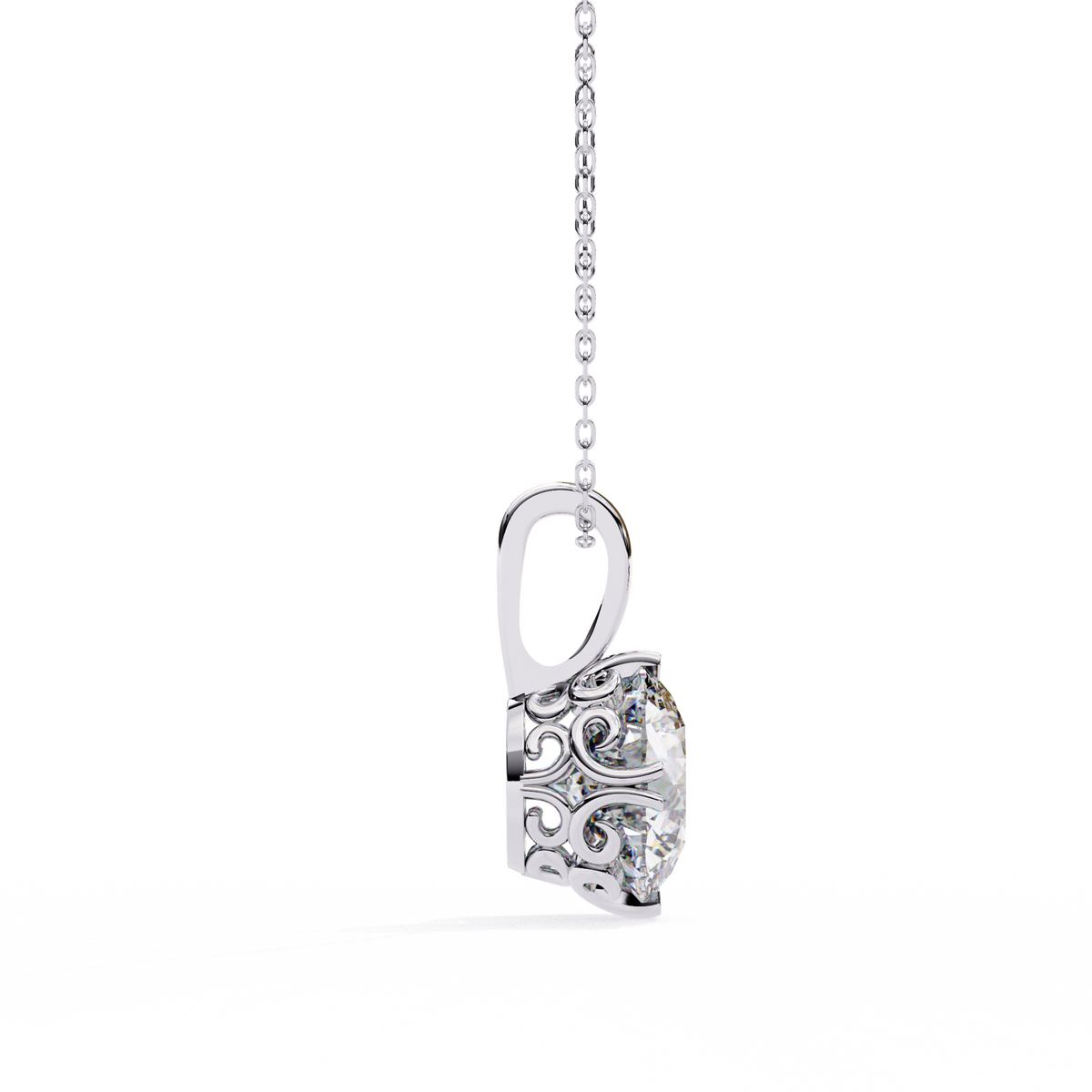 White Gold Round Brilliant Double-Prong Polished Bail Pendant