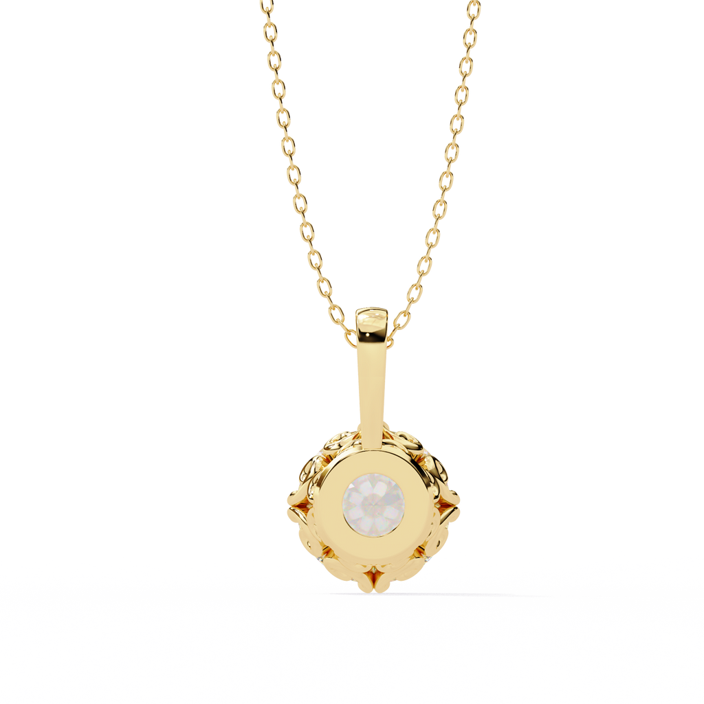 Yellow Gold Round Brilliant Diamond Six-Prong Solitaire Pendant
