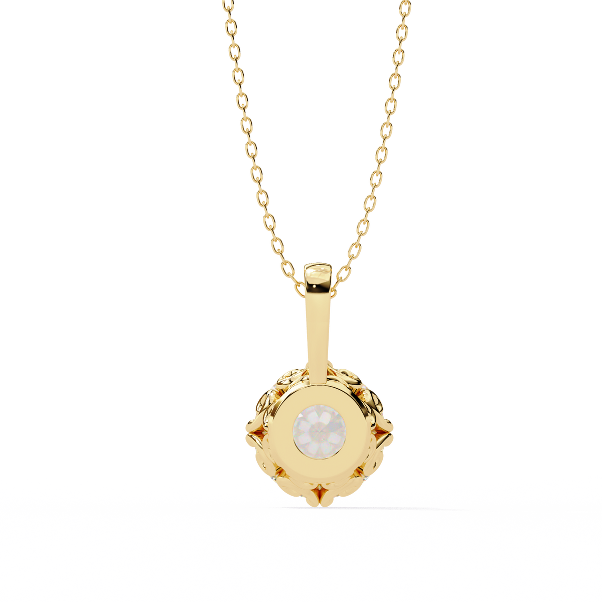 Yellow Gold Round Brilliant Diamond Six-Prong Solitaire Pendant