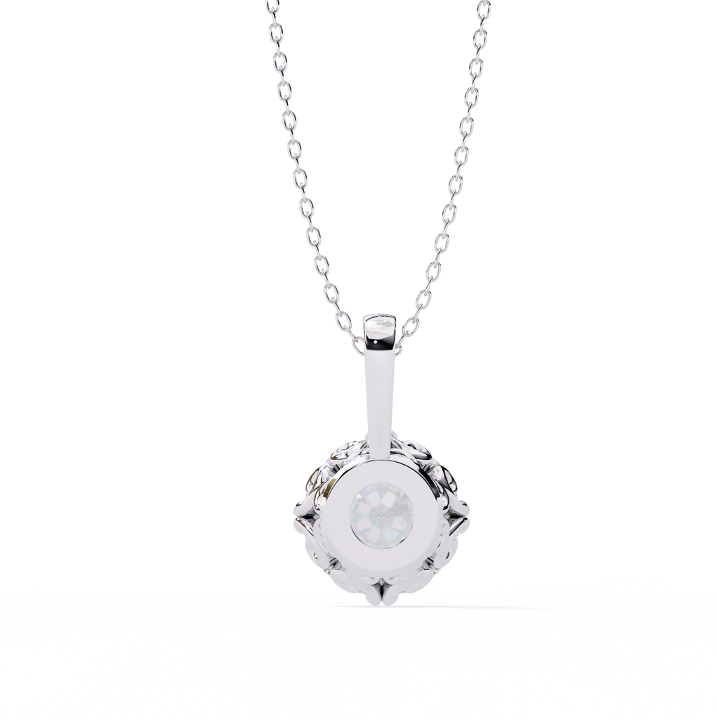 White Gold Round Brilliant Double-Prong Polished Bail Pendant
