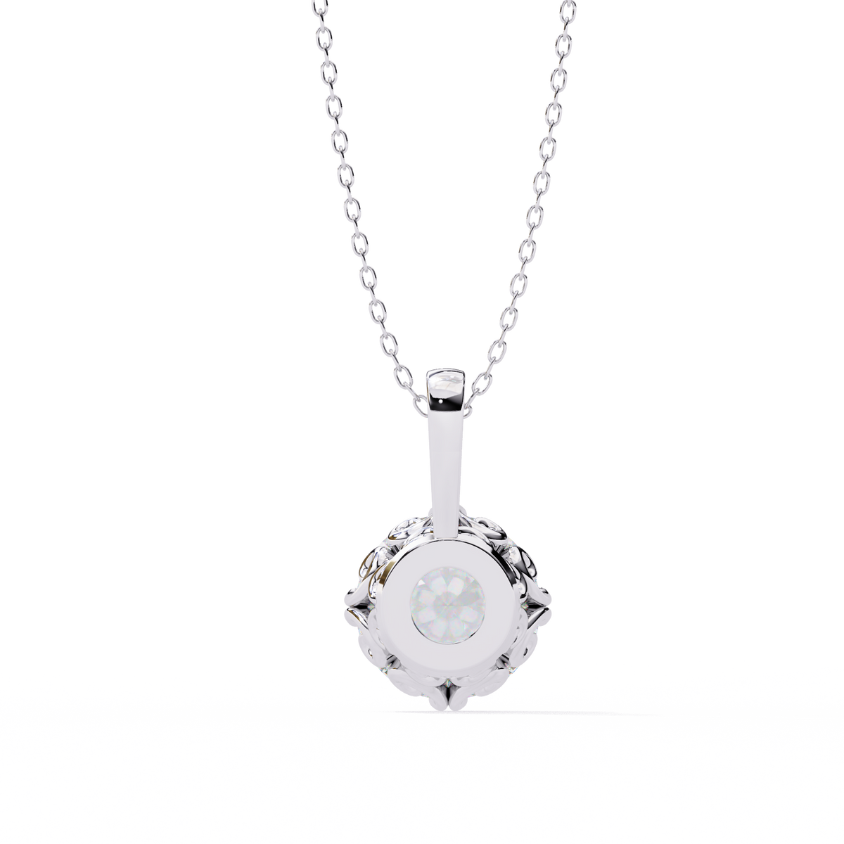 White Gold Round Brilliant Double-Prong Polished Bail Pendant