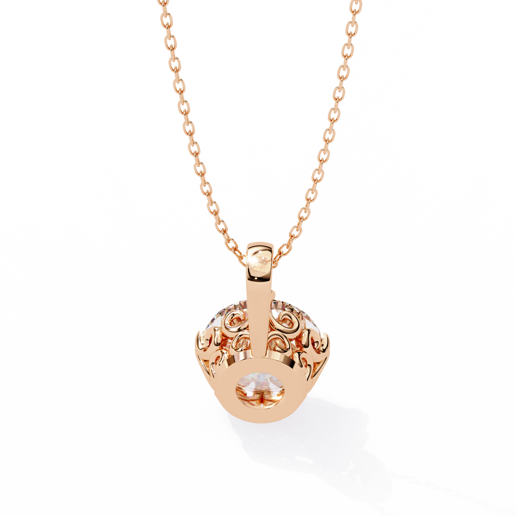 Rose Gold Round Brilliant Diamond Six-Prong Solitaire Pendant