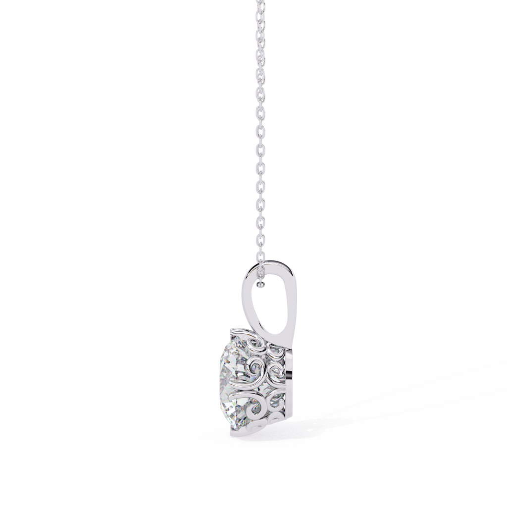 White Gold Round Brilliant Double-Prong Polished Bail Pendant