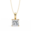 Gold Princess Cut Diamond Four-Prong Solitaire Pendant