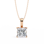 Rose Gold Princess Cut Diamond Four-Prong Solitaire Pendant