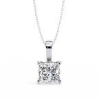 White Gold Square Princess Cut Solitaire Bail Pendant