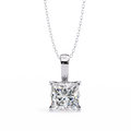 White Gold Square Princess Cut Solitaire Bail Pendant