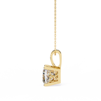 Yellow Gold Princess Cut Diamond Four-Prong Solitaire Pendant