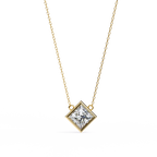 Princess-Cut Bezel Set Natural Diamond Pendant