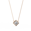 Rose Gold Princess Cut Diamond Diagonal Bezel Pendant