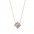 Rose Gold Princess Cut Diamond Diagonal Bezel Pendant