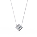 White Gold Bezel-Set Princess Cut Diamond Station Pendant