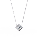 White Gold Bezel-Set Princess Cut Diamond Station Pendant