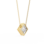Princess-Cut Bezel Set Natural Diamond Pendant