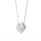 Princess-Cut Bezel Set Natural Diamond Pendant
