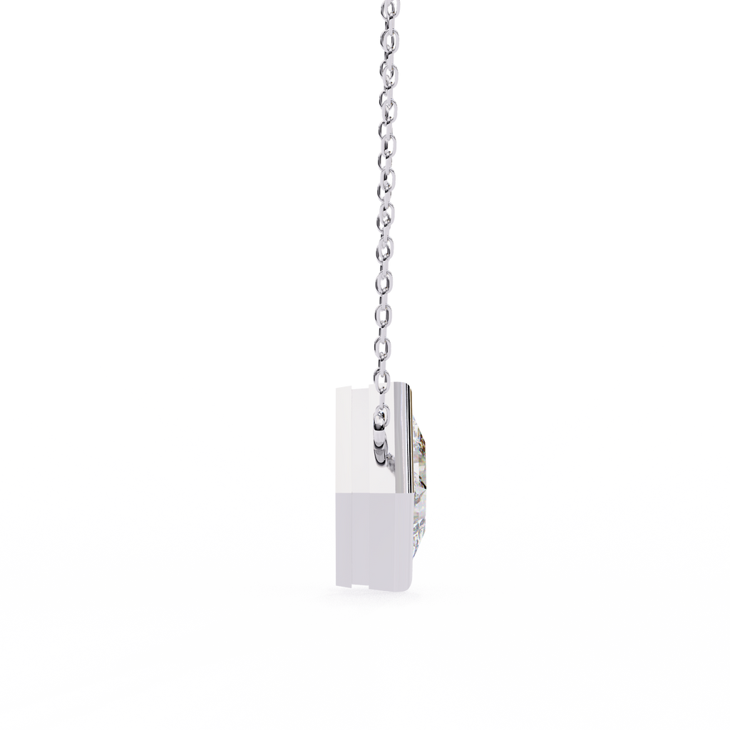 Princess-Cut Bezel Set Natural Diamond Pendant