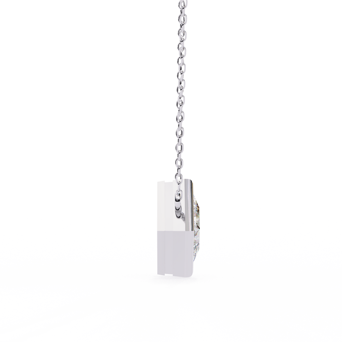 Princess-Cut Bezel Set Natural Diamond Pendant