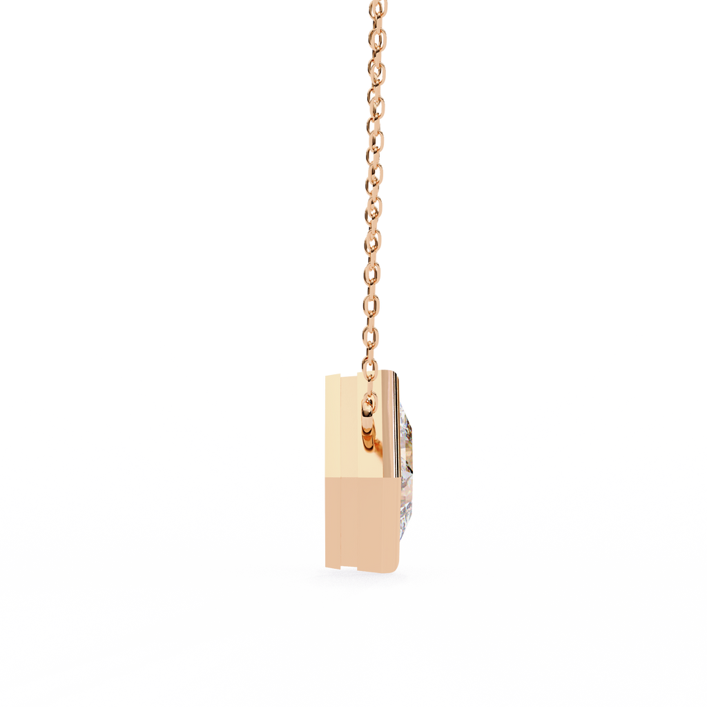 Princess-Cut Bezel Set Natural Diamond Pendant