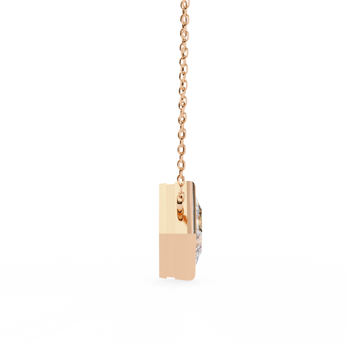 Princess-Cut Bezel Set Natural Diamond Pendant