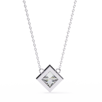 Princess-Cut Bezel Set Natural Diamond Pendant
