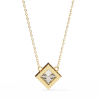 Princess-Cut Bezel Set Natural Diamond Pendant