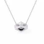 Princess-Cut Bezel Set Natural Diamond Pendant
