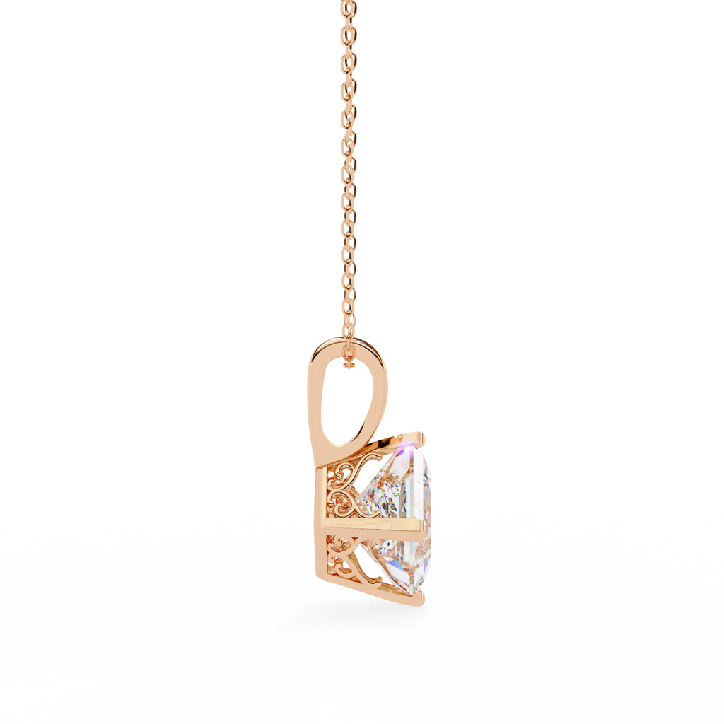 Princess-Cut Natural Diamond Solitaire Pendant