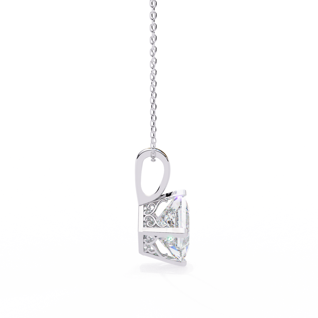 Princess-Cut Natural Diamond Solitaire Pendant