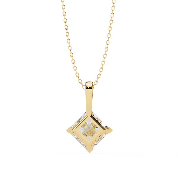 Princess-Cut Natural Diamond Solitaire Pendant