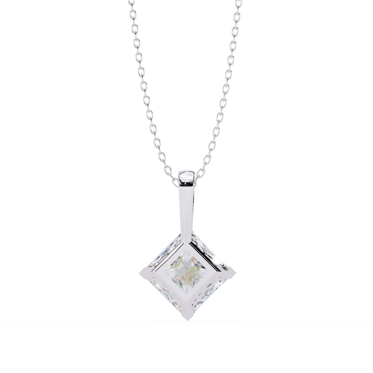 Princess-Cut Natural Diamond Solitaire Pendant