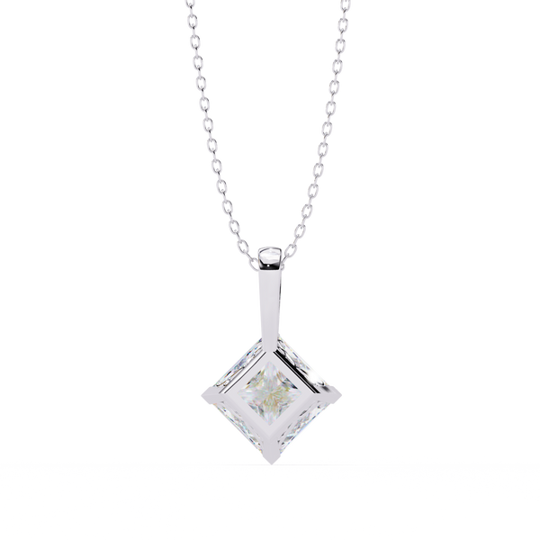 Princess-Cut Natural Diamond Solitaire Pendant