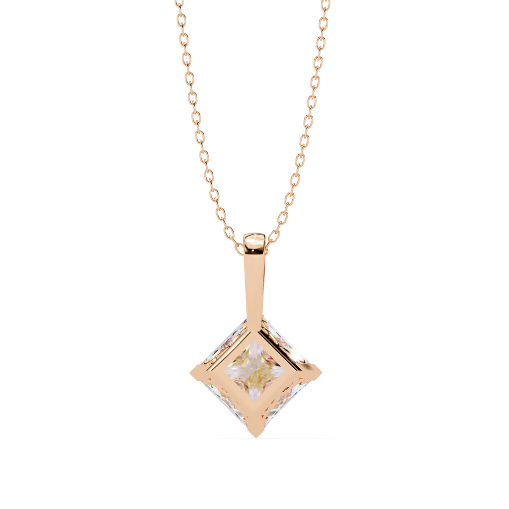 Princess-Cut Natural Diamond Solitaire Pendant
