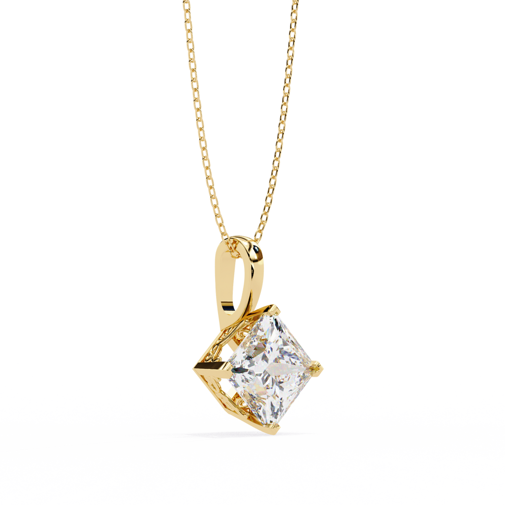 Princess-Cut Natural Diamond Solitaire Pendant