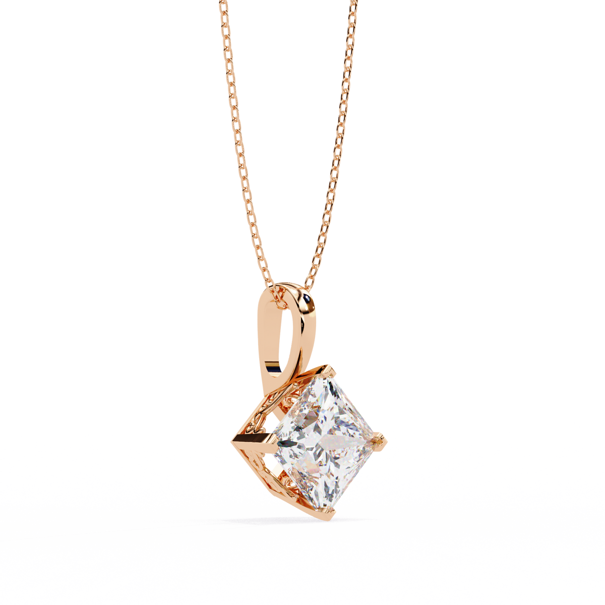Princess-Cut Natural Diamond Solitaire Pendant