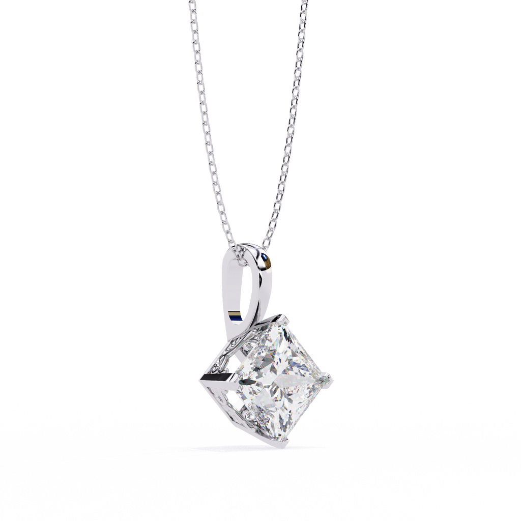 Princess-Cut Natural Diamond Solitaire Pendant