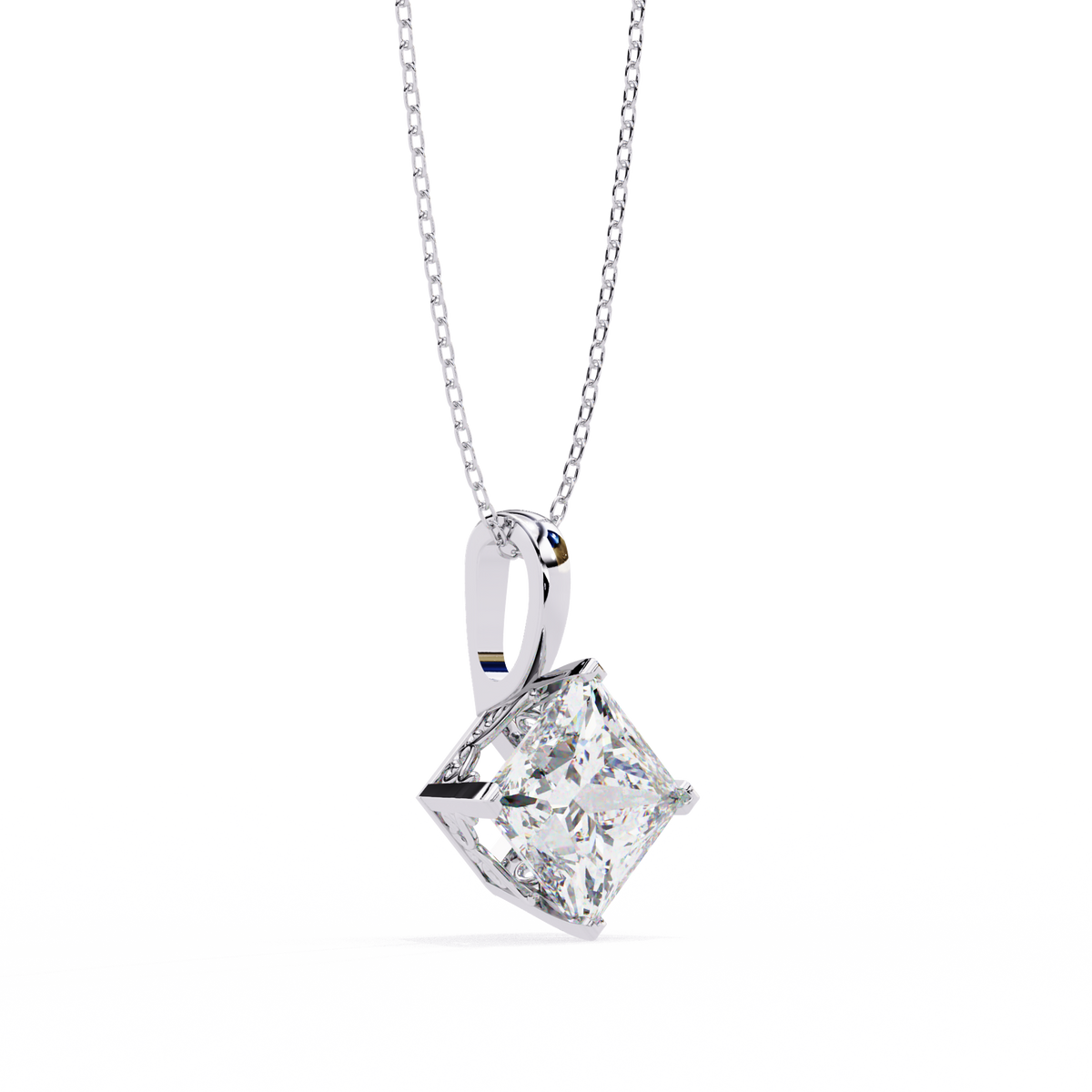 Princess-Cut Natural Diamond Solitaire Pendant