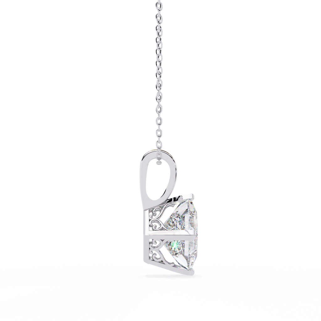 Princess-Cut Natural Diamond Solitaire Pendant