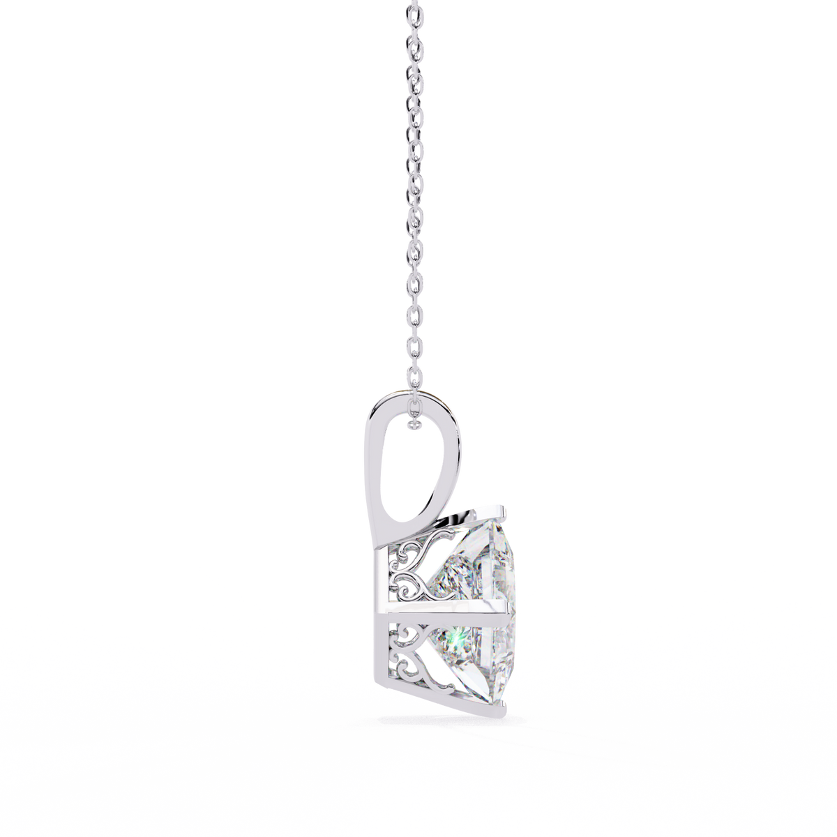 Princess-Cut Natural Diamond Solitaire Pendant