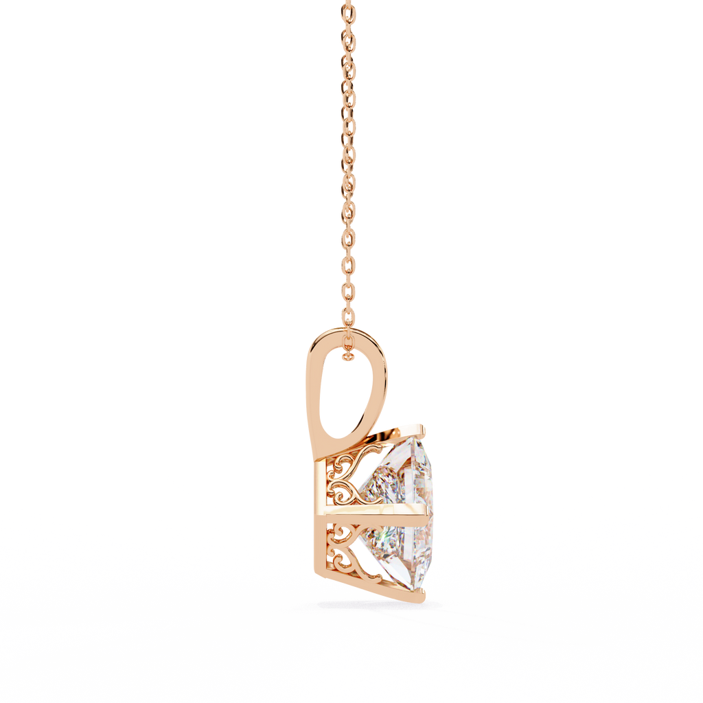 Princess-Cut Natural Diamond Solitaire Pendant
